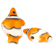 Perles en céramique poisson clown Orange-blanc cassé-noir