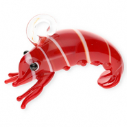 Breloques en verre peintes à la main homard Rouge foncé-blanc