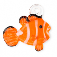 Breloques en verre peintes à la main poisson clown Orange-blanc-noir