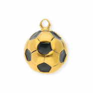 Breloques en acier Inox football Dor&eacute;-noir