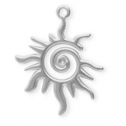 Breloques en acier Inox soleil en spirale Argent&eacute;