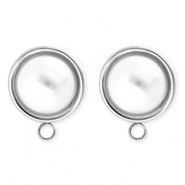 BY31&reg; Appr&ecirc;ts en acier Inox boucles d'oreilles&nbsp;/&nbsp;puces d&rsquo;oreilles rond avec imitations perle avec anneau Argent&eacute;-blanc