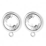 BY31&reg; Appr&ecirc;ts en acier Inox boucles d'oreilles&nbsp;/&nbsp;puces d&rsquo;oreilles rond avec cristal avec anneau Argent&eacute;-cristal