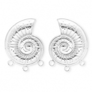 BY31&reg; Appr&ecirc;ts en acier Inox boucles d'oreilles&nbsp;/&nbsp;puces d&rsquo;oreilles coquillage avec 3 anneaux Argent&eacute;