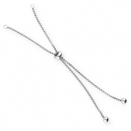Appr&ecirc;ts en acier inox semi-bracelet avec perle stoppeur Argent&eacute;
