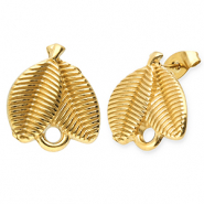Appr&ecirc;ts en acier Inox boucles d'oreilles / puces d&rsquo;oreilles feuilles avec anneau Dor&eacute;