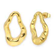 Boucles d'oreilles puces en acier Inox  goutte Dor&eacute;