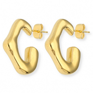 Boucles d'oreilles puces en acier Inox  irr&eacute;gulier Dor&eacute;