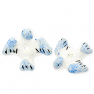 Perles en c&eacute;ramique oiseau Blanc-bleu-noir