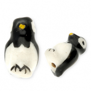 Perles en c&eacute;ramique pingouin Blanc-noir