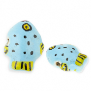 Perles en c&eacute;ramique poisson Bleu-jaune-noir