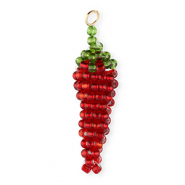 BY31® Breloques en perles de verre piment Rouge foncé-vert