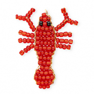 BY31® Breloques en perles de verre cancer Rouge-noir-doré