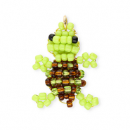 BY31® Breloques en perles de verre tortue Vert lime-marron-noir-doré
