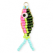 BY31® Breloques en perles de verre poisson Rose-vert foncé-vert lime-bleu clair-doré