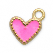 Breloques en acier Inox c&oelig;ur Dor&eacute;-rose