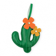 Pendentifs accroche-regard cactus avec fleurs Vert fonce-orange-marron ocre