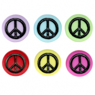 Perles lettres acryliques signe de paix Multicolore-noir