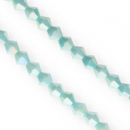 Perles à facettes bicone 6 mm Vert aqua-AB coating