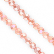 Perles à facettes rondes 6 mm Rose saumon-AB coating