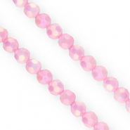 Perles à facettes rondes 6 mm Rose peonia-AB coating