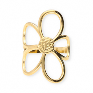 Bagues en acier Inox fleur Doré