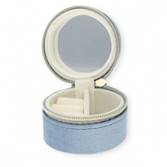 Bo&icirc;te &agrave; bijoux de voyage avec miroir rond Gris bleu