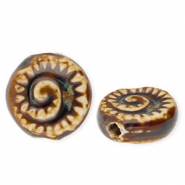 Perles en céramique fossile Marron foncé-marron clair