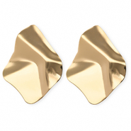 Boucles d'oreilles / puces accroche-regard losange organique avec tige en acier inoxydable Doré