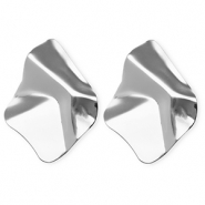 Boucles d'oreilles / puces accroche-regard losange organique avec tige en acier inoxydable Argenté