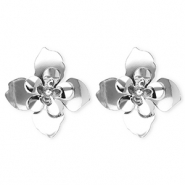 Boucles d'oreilles / puces accroche-regard fleur avec tige en acier inoxydable Argenté