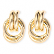 Boucles d'oreilles / puces accroche-regard bague double avec tige en acier inoxydable Doré