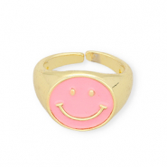 Bagues &eacute;maill&eacute;e smiley Rose-dor&eacute;