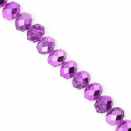 Perles &agrave; facettes 8x6&nbsp;mm disque Heishi Violet-pearl shine coating