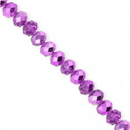 Perles &agrave; facettes 6x5&nbsp;mm disque Heishi Violet-pearl shine coating