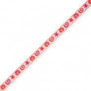 BY31® Ruban texte vie marine Rose clair-bleu poudre-rouge coquelicot-doré