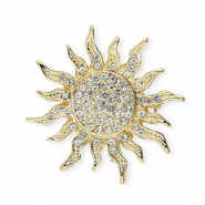 Broches soleil avec strass Doré-cristal