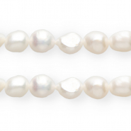 TQ Perles d&rsquo;eau douce nugget ovale 10mm Blanc naturel
