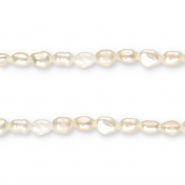 TQ Perles d&rsquo;eau douce nugget rond 6-7x5 mm Blanc naturel