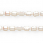 TQ Perles d&rsquo;eau douce nugget ovale 5-6 mm Blanc naturel