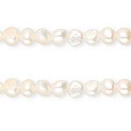 TQ Perles d&rsquo;eau douce nugget rond 7-8 mm Blanc naturel