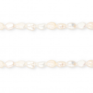 TQ Perles d&rsquo;eau douce nugget ovale 7-8 mm Blanc naturel