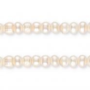 TQ Perles d&rsquo;eau douce plates et rondes 7x6 mm Blanc naturel