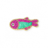 Broches poisson Dor&eacute;-violet magenta-vert oc&eacute;an