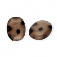Perles acryliques ovale avec imprim&eacute; l&eacute;opard Marron-marron fonc&eacute;