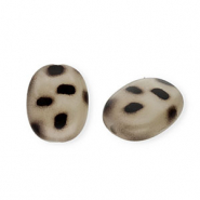 Perles acryliques ovale avec imprim&eacute; l&eacute;opard Beige-marron fonc&eacute;