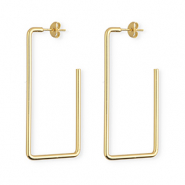 Boucles d'oreilles&nbsp;/&nbsp;puces en acier Inox rectangle Dor&eacute;