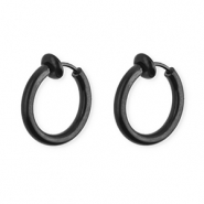 Clip&nbsp;boucles d'oreilles&nbsp;/&nbsp;cr&eacute;oles en acier Inox Noir