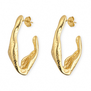 Boucles d'oreilles&nbsp;/&nbsp;puces en acier Inox ovale Dor&eacute;