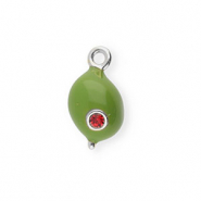 BY31® Breloques en laiton Eco-brass avec émaillée olive Argenté-verte olive-rouge